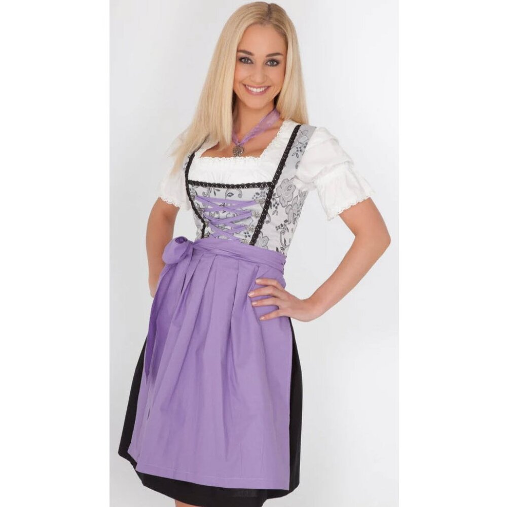 Dirndl in Violet, Silver, White – Size 50 (XXXL)